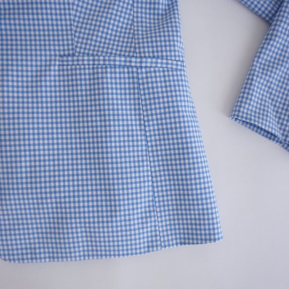 Talbots Blue Gingham Check Blazer Preppy Cottagecore Spring Layering Jacket 8 - Picture 5 of 11